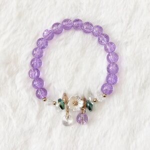 5/$15 🩷 MUST BUNDLE Purple Beaded Floral Charm Bracelet